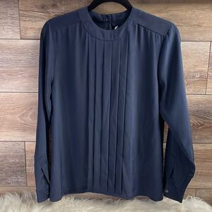 J.G. Hook Ladies Navy Blue Dress Long Sleeve Blouse, Size 6